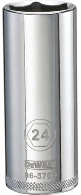 DeWALT DWMT96370OSP Drive Socket, 24 mm Socket, 1/2 in Drive, 6-Point, Vanadium Steel, Polished Chrome